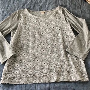 J Crew Silver Lace Top